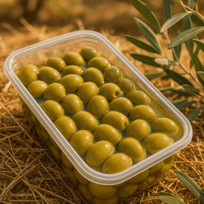Vaschetta di Olive Verdi Intere in Salamoia da 2kg