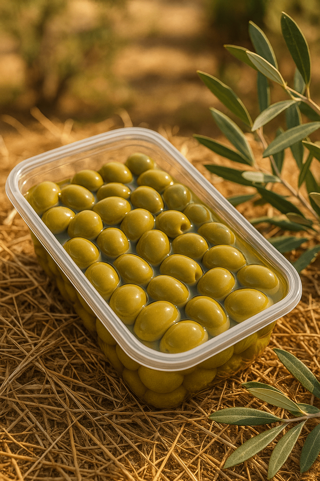 Vaschetta di Olive Verdi Intere in Salamoia da 2kg