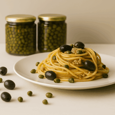 Spaghetti alla Siciliana con Tonno, Olive e Capperi Agribera